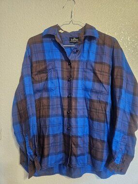 Vintage Countess Mara Blue and Red Plaid Flannel Shirt Size 6